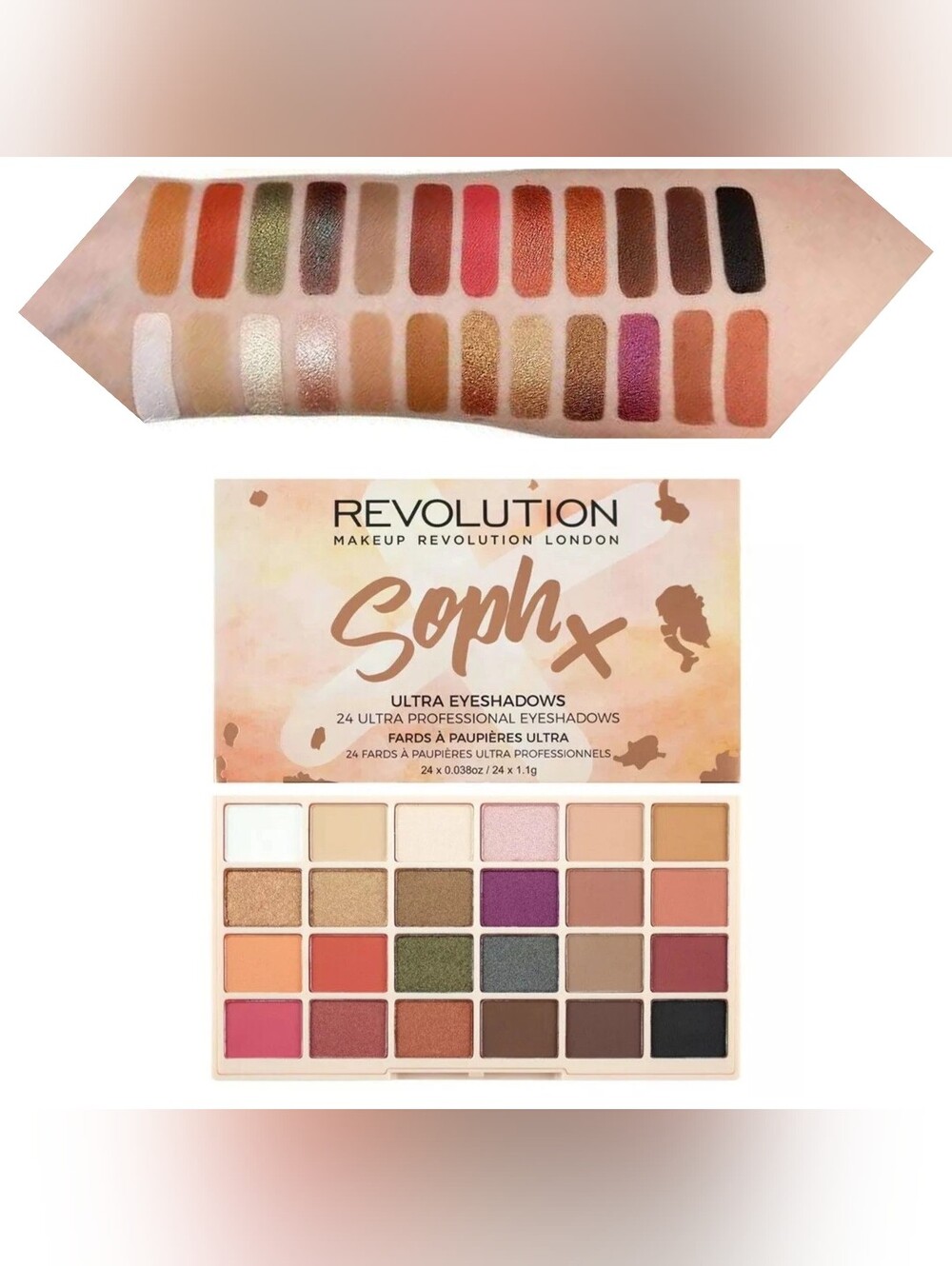 REVOLUTION Soph X Ultra Make-Up Pigments 24-Pan Eyeshadow Palette New w/Box